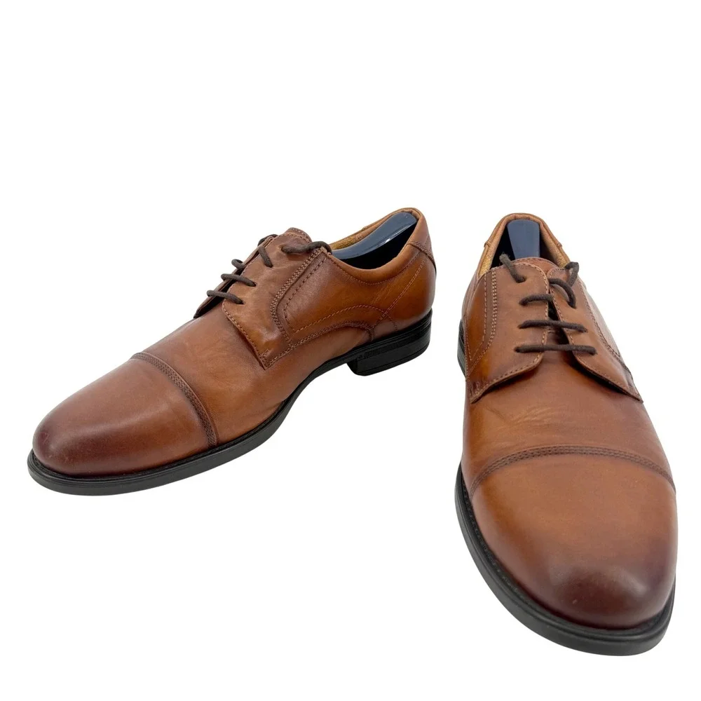 Florsheim Midtown Oxford Men 9.5D Cognac Brown Leather Cap Toe Comfortech Ortho